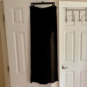 Black Maxi Skirt w/ High Slit - Beach Coverup